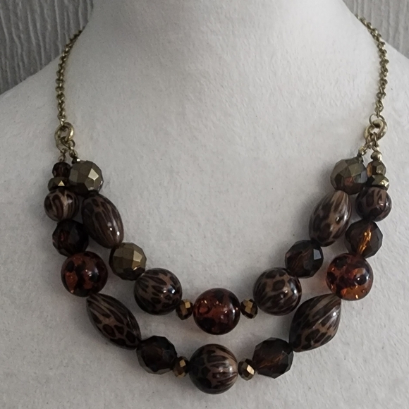 Elegant Brown & Orange Beaded Necklace - Picture 1 of 2